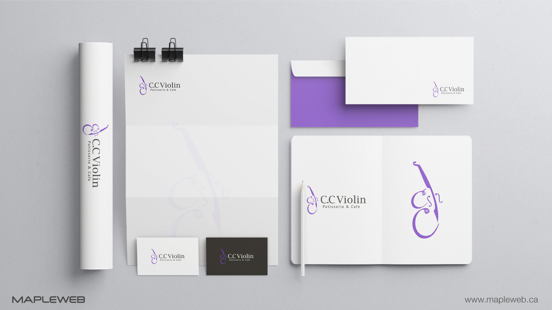 c.c violin-brand-logo-design-by-mapleweb-vancouver-canada-stationery-mock